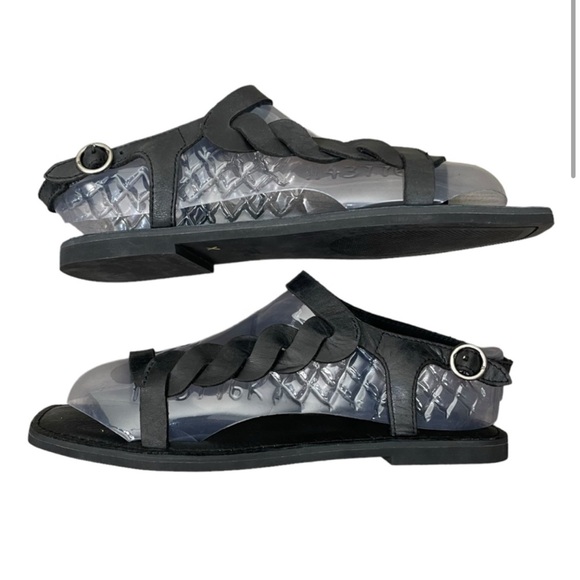 Frye Black Braided Sydney Leather Ankle Strap Sandals Size 8.5 - Picture 3 of 4